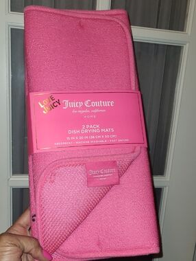 Juicy Couture Bright Pink Dish Drying Mat Set